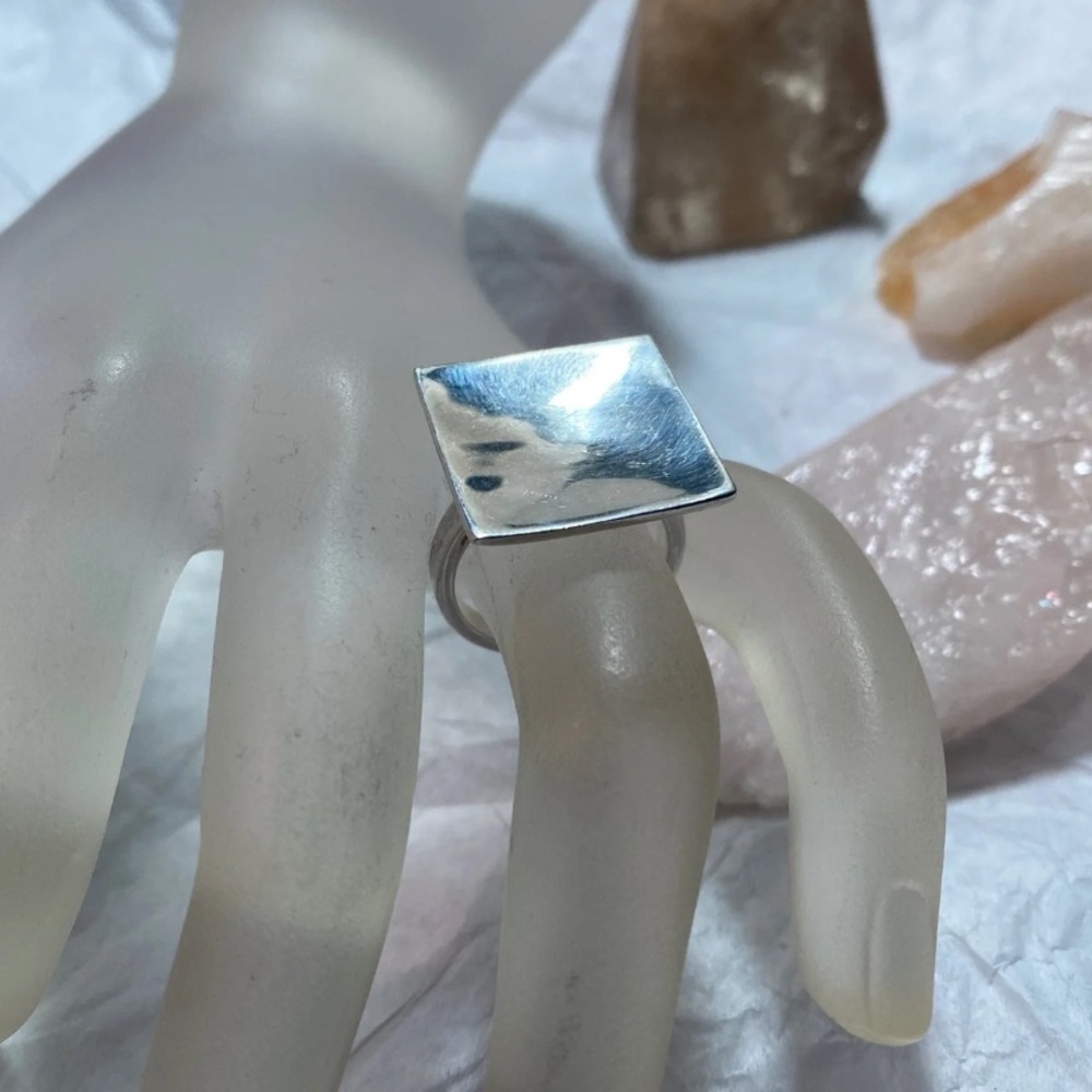Square Shape Sterling Silver Ring - image 1